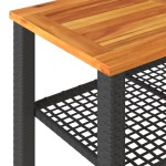 vidaXL Masă de grădină, negru, 70x38x42 cm, poliratan și lemn acacia vidaXL Masă de grădină, negru, 70x38x42 cm, poliratan și lemn acacia
