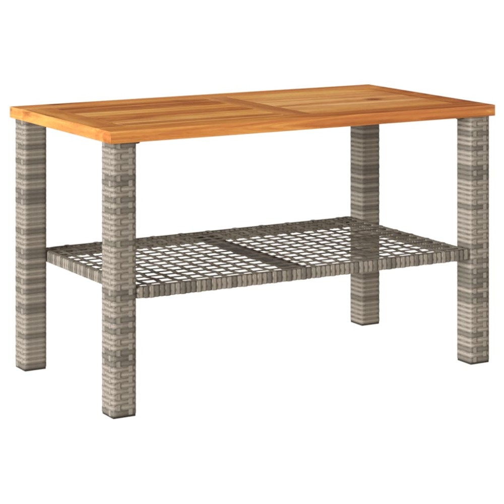 vidaXL Masă de grădină, gri, 70x38x42 cm, poliratan și lemn acacia