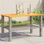 vidaXL Masă de grădină, gri, 70x38x42 cm, poliratan și lemn acacia vidaXL Masă de grădină, gri, 70x38x42 cm, poliratan și lemn acacia