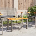 vidaXL Masă de grădină, gri, 70x38x42 cm, poliratan și lemn acacia vidaXL Masă de grădină, gri, 70x38x42 cm, poliratan și lemn acacia