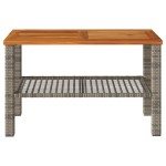 vidaXL Masă de grădină, gri, 70x38x42 cm, poliratan și lemn acacia vidaXL Masă de grădină, gri, 70x38x42 cm, poliratan și lemn acacia
