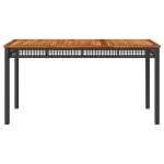 vidaXL Masă de grădină, negru, 140x80x75 cm, poliratan și lemn acacia