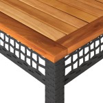vidaXL Masă de grădină, negru, 140x80x75 cm, poliratan și lemn acacia