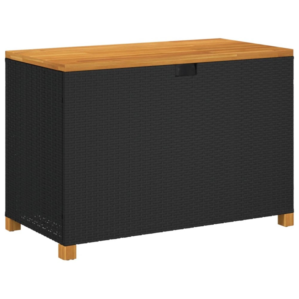 vidaXL Ladă depozitare grădină negru 110x55x63cm lemn acacia poliratan