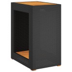 vidaXL Masă laterală de grădină blat lemn, negru 60x40x75 cm poliratan