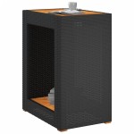 vidaXL Masă laterală de grădină blat lemn, negru 60x40x75 cm poliratan