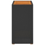 vidaXL Masă laterală de grădină blat lemn, negru 60x40x75 cm poliratan