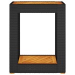 vidaXL Masă laterală de grădină blat lemn, negru 60x40x75 cm poliratan