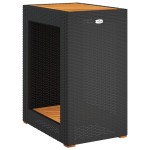 vidaXL Masă laterală de grădină blat lemn, negru 60x40x75 cm poliratan