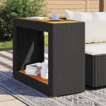 vidaXL Masă laterală de grădină blat lemn negru 100x40x75 cm poliratan