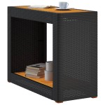 vidaXL Masă laterală de grădină blat lemn negru 100x40x75 cm poliratan