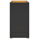 vidaXL Masă laterală de grădină blat lemn negru 100x40x75 cm poliratan