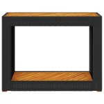 vidaXL Masă laterală de grădină blat lemn negru 100x40x75 cm poliratan