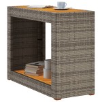 vidaXL Masă laterală de grădină blat lemn, gri, 100x40x75 cm poliratan