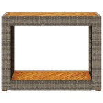 vidaXL Masă laterală de grădină blat lemn, gri, 100x40x75 cm poliratan