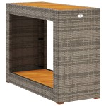 vidaXL Masă laterală de grădină blat lemn, gri, 100x40x75 cm poliratan