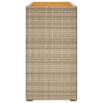 vidaXL Masă laterală de grădină blat lemn, bej, 100x40x75 cm poliratan