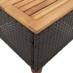 vidaXL Set bistro cu perne, 3 piese, negru, poliratan și lemn acacia vidaXL Set bistro cu perne, 3 piese, negru, poliratan și lemn acacia
