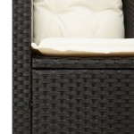 vidaXL Set bistro cu perne, 3 piese, negru, poliratan și lemn acacia vidaXL Set bistro cu perne, 3 piese, negru, poliratan și lemn acacia