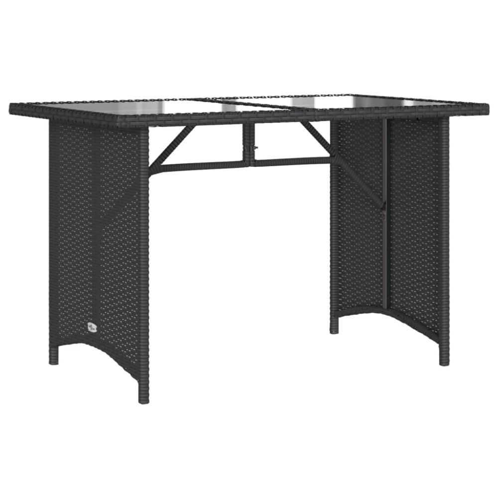 vidaXL Masă grădină cu blat din sticlă, negru, 110x68x70 cm, poliratan