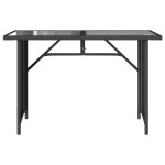 vidaXL Masă grădină cu blat din sticlă, negru, 110x68x70 cm, poliratan