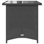 vidaXL Masă grădină cu blat din sticlă, negru, 110x68x70 cm, poliratan