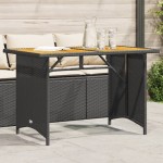 vidaXL Masă de grădină cu blat din lemn, negru 110x68x70 cm poliratan vidaXL Masă de grădină cu blat din lemn, negru 110x68x70 cm poliratan