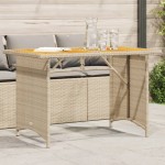vidaXL Masă de grădină cu blat din lemn, bej 110x68x70 cm poliratan vidaXL Masă de grădină cu blat din lemn, bej 110x68x70 cm poliratan