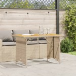 vidaXL Masă de grădină cu blat din lemn, bej 110x68x70 cm poliratan vidaXL Masă de grădină cu blat din lemn, bej 110x68x70 cm poliratan