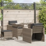 vidaXL Set canapea de grădină cu perne, 4 piese, gri, poliratan vidaXL Set canapea de grădină cu perne, 4 piese, gri, poliratan