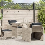 vidaXL Set canapea de grădină cu perne, 4 piese, gri deschis poliratan vidaXL Set canapea de grădină cu perne, 4 piese, gri deschis poliratan