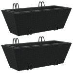 vidaXL Jardiniere cu cârlige, 2 buc., negru, poliratan vidaXL Jardiniere cu cârlige, 2 buc., negru, poliratan