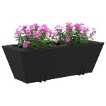 vidaXL Jardiniere cu cârlige, 2 buc., negru, poliratan vidaXL Jardiniere cu cârlige, 2 buc., negru, poliratan