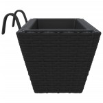 vidaXL Jardiniere cu cârlige, 2 buc., negru, poliratan vidaXL Jardiniere cu cârlige, 2 buc., negru, poliratan