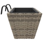 vidaXL Jardiniere cu cârlige, 2 buc., gri, poliratan
