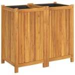 vidaXL Jardinieră de grădină cu căptușeală, 84x42x75 cm, lemn acacia