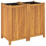 vidaXL Jardinieră de grădină cu căptușeală, 84x42x75 cm, lemn acacia