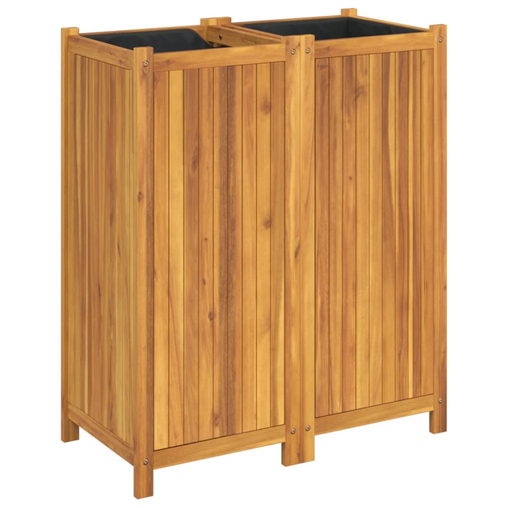 vidaXL Jardinieră de grădină cu căptușeală, 84x42x100 cm, lemn acacia