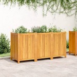 vidaXL Jardinieră de grădină cu căptușeală, 150x50x75 cm, lemn acacia