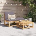 vidaXL Set mobilier de grădină cu perne, 3 piese, lemn masiv acacia vidaXL Set mobilier de grădină cu perne, 3 piese, lemn masiv acacia