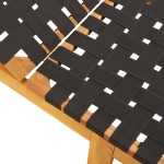 vidaXL Șezlong, negru, lemn masiv de acacia și țesătură