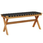 vidaXL Bancă de grădină, negru, lemn masiv acacia/textil