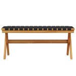 vidaXL Bancă de grădină, negru, lemn masiv acacia/textil