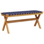 vidaXL Bancă de grădină, albastru închis, lemn masiv acacia/textil