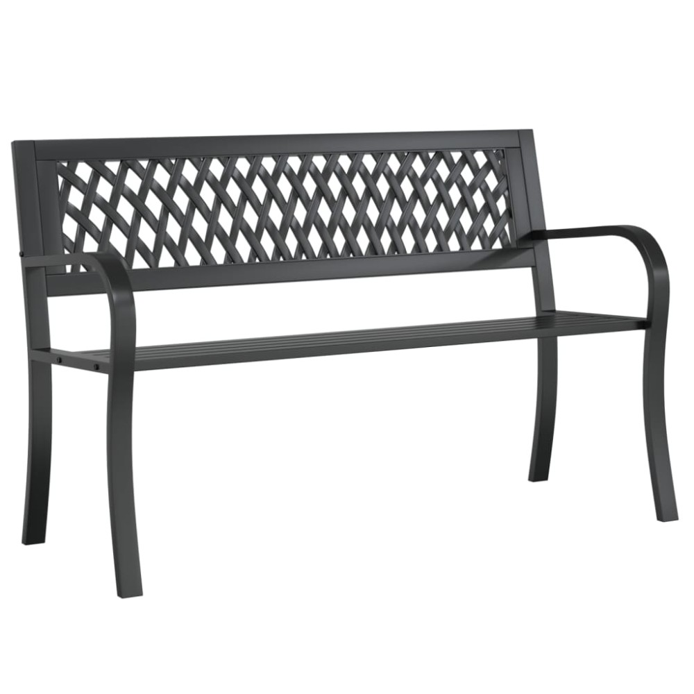 vidaXL Bancă de grădină din oțel, negru, 120 cm