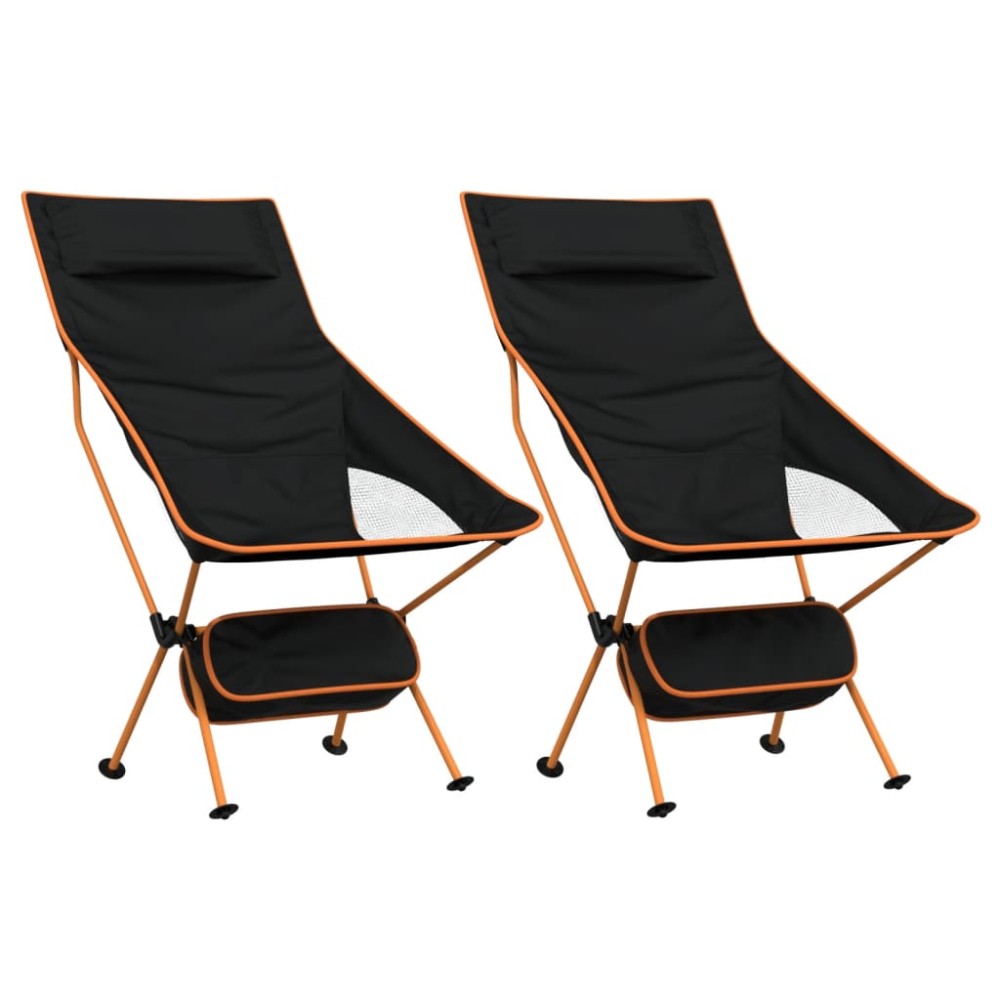 vidaXL Scaune camping pliabile, 2 buc., negru, textil oxford /aluminiu