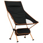 vidaXL Scaune camping pliabile, 2 buc., negru, textil oxford /aluminiu