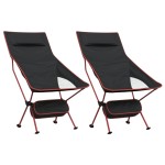 vidaXL Scaune camping pliabile, 2 buc., negru, textil oxford /aluminiu vidaXL Scaune camping pliabile, 2 buc., negru, textil oxford /aluminiu