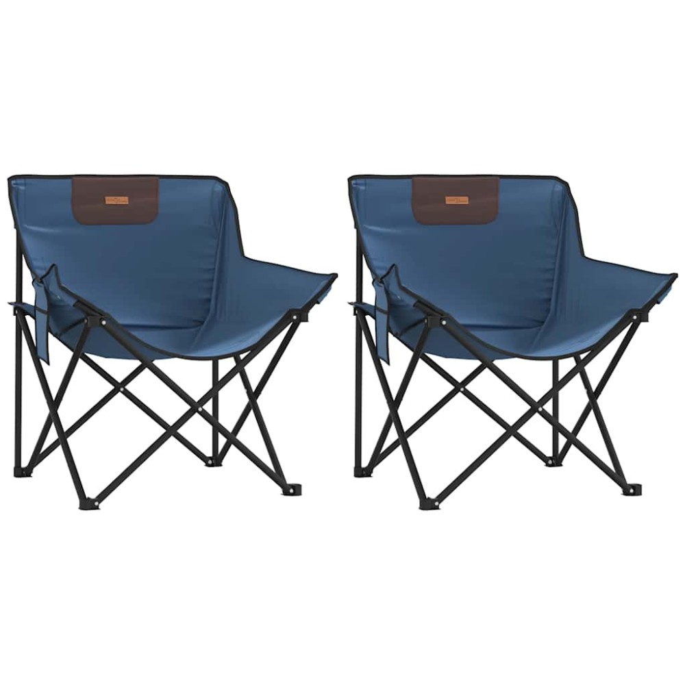 vidaXL Scaune de camping cu buzunar, pliabile, 2 buc., albastru