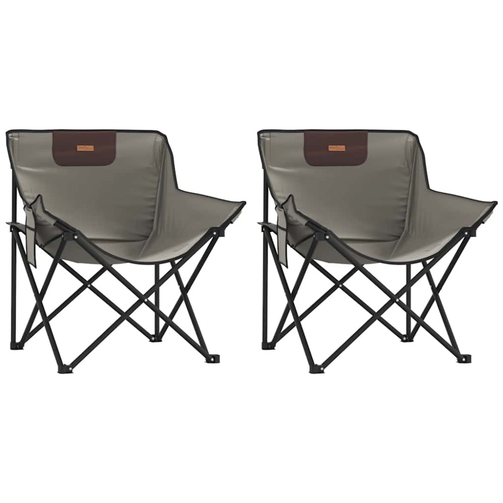 vidaXL Scaune de camping cu buzunar, pliabile, 2 buc., gri